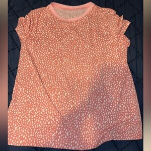 Amazon pink Blouse with Short Sleeves and Polka Dot Design
